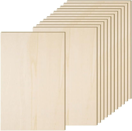 12 Pack 12 x 16 x 1/4 Inch-6mm Thick Basswood Sheets for Crafts Unfinished Plywood Boards Square Crafts Wood Sheets for DIY Laser Project, Wood Burning, Engraving, Staining, Architectural Model