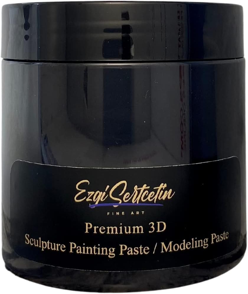 3D Sculpture Painting Paste|Texture Paste|Decorative Plaster|Ready to Use|Unique Colors|Ideal for Artwork|Stencil|Flowers|Texture|Art Relief| 6 oz (Metallic Black)
