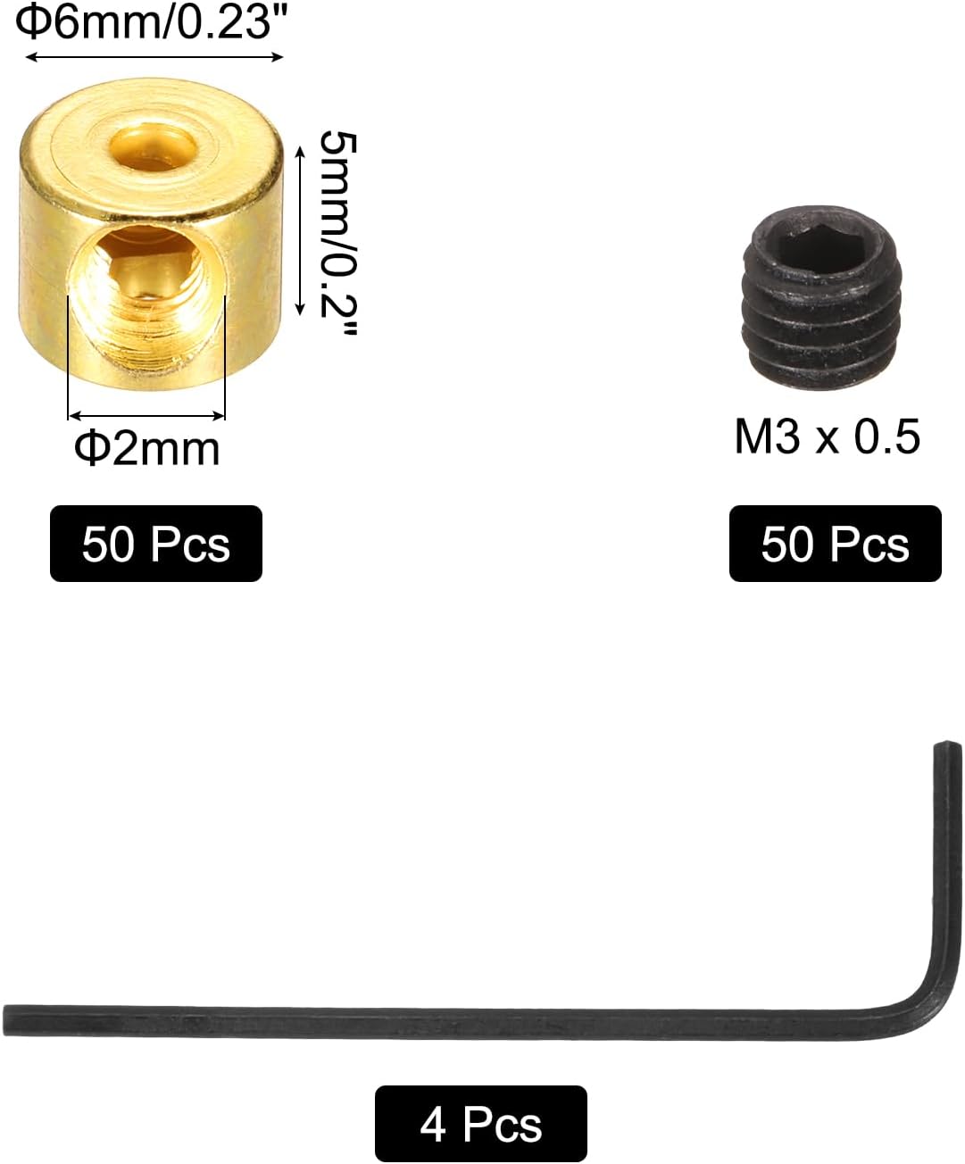 MECCANIXITY 50 Pcs Metal Locking Pin Backs, Locking Pin Keepers Clasps 5mm(H) with 4 Wrench Replacement in Storage Case for Badge, Brooch, Gold Tone