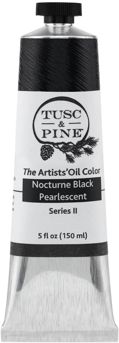 Tusc & Pine Artist Oil Paint - Nocturne Black Pearlescent, 150 ml, Non-Yellowing, Rich & Creamy Consistency, Max Pigment Load, Small Batch Milled Oil Paints Made in the USA for Professional Artists