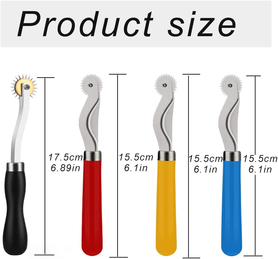 4 Pcs Tracing Wheel Sewing Tool with Packaging Bag, 2 Different Size Needle Point Tracing Wheel, Leather Paper Cloth Sewing Overstitch Wheel Tool