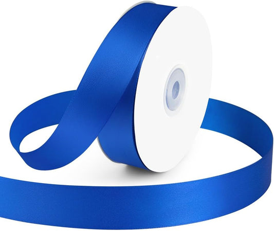 KMER LIFE 1 inch Wide x 50 Yards Royal Blue Single Faced Polyester Satin Ribbon, Royal Blue Satin Ribbon Perfect for Wedding Decor, Wreath, Crafts, Gift Wrapping & Other Projects (Royal Blue)