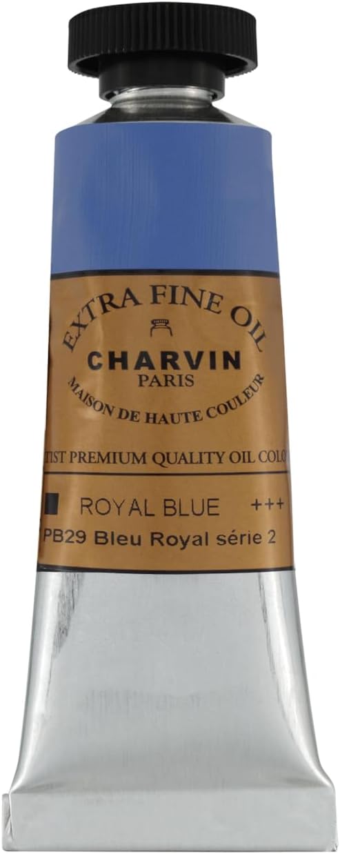 Charvin Extra Fine Oil Paint, Royal Blue 20 ml - Triple-Milled, Rich Texture, Poppy Oil-Based, Light-Fast, Handmade, Archival Quality