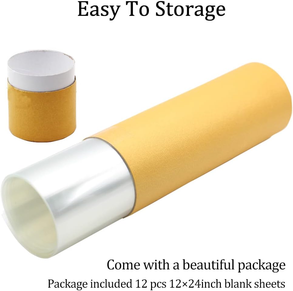 12 Pack 7 mil Blank Stencil Sheets 12 x 24 inch Mylar Sheet, Acetate Sheets for Crafts, Milky Translucent PET Template Material