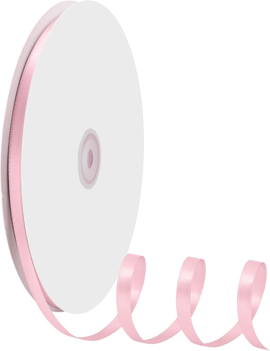 1/4" X 100 Yards Pearl Pink Satin Thin Ribbon Solid Color Double Faced Ribbons Perfect for Crafts Wedding Decor Bow Making Arts Sewing and More