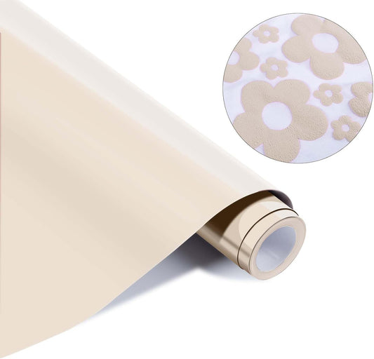 HTVRONT Puff Vinyl Heat Transfer -10" x 6ft Beige 3D Puff Heat Transfer Vinyl Foaming Colorful Puffy Iron on Vinyl for T-Shirt- Cream Puff Htv Vinyl for Compatible with Cricut Cutting Machine