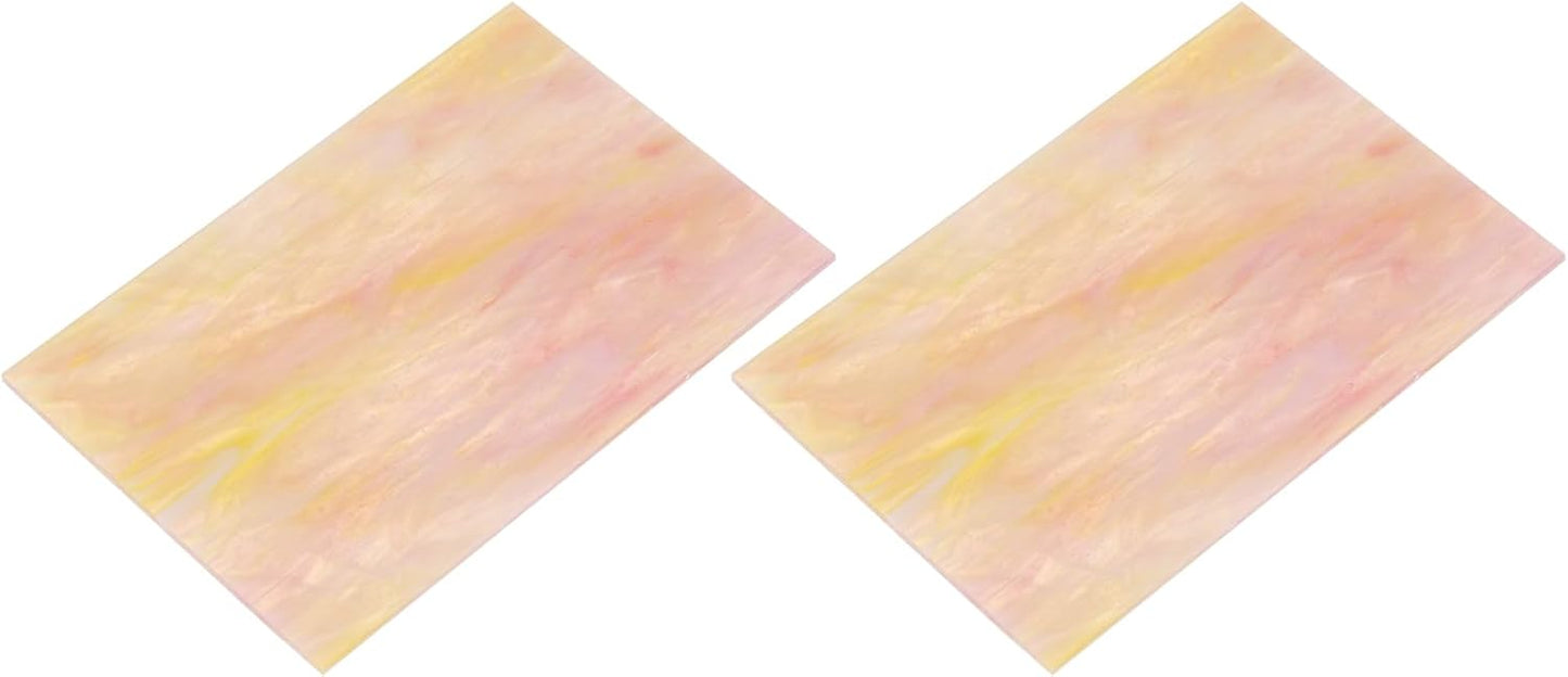MECCANIXITY 2 Pcs Stained Glass Sheet Mosaic Tile 7.9 Inch x 5.9 Inch Pink Stained Glass Sheets for Crafts DIY Art Project