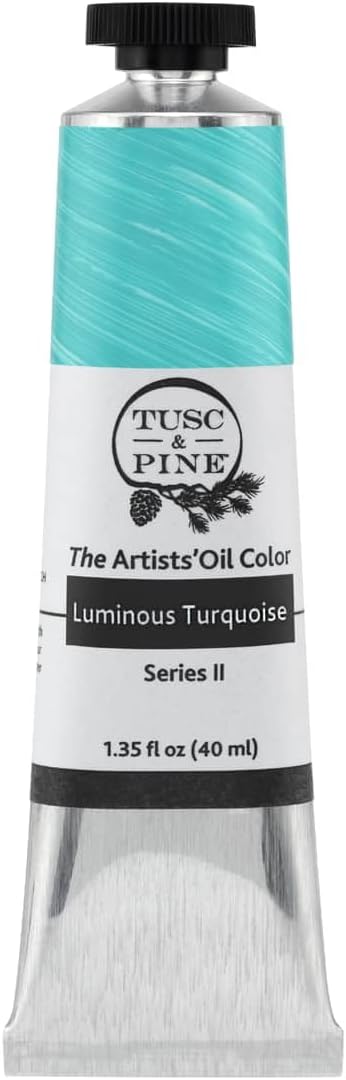 Tusc & Pine Artist Oil Paint - Luminous Turquoise, 40 ml, Non-Yellowing, Rich & Creamy Consistency, Maximum Pigment Load, Small Batch Milled Oil Paints Made in the USA for Professional Artists