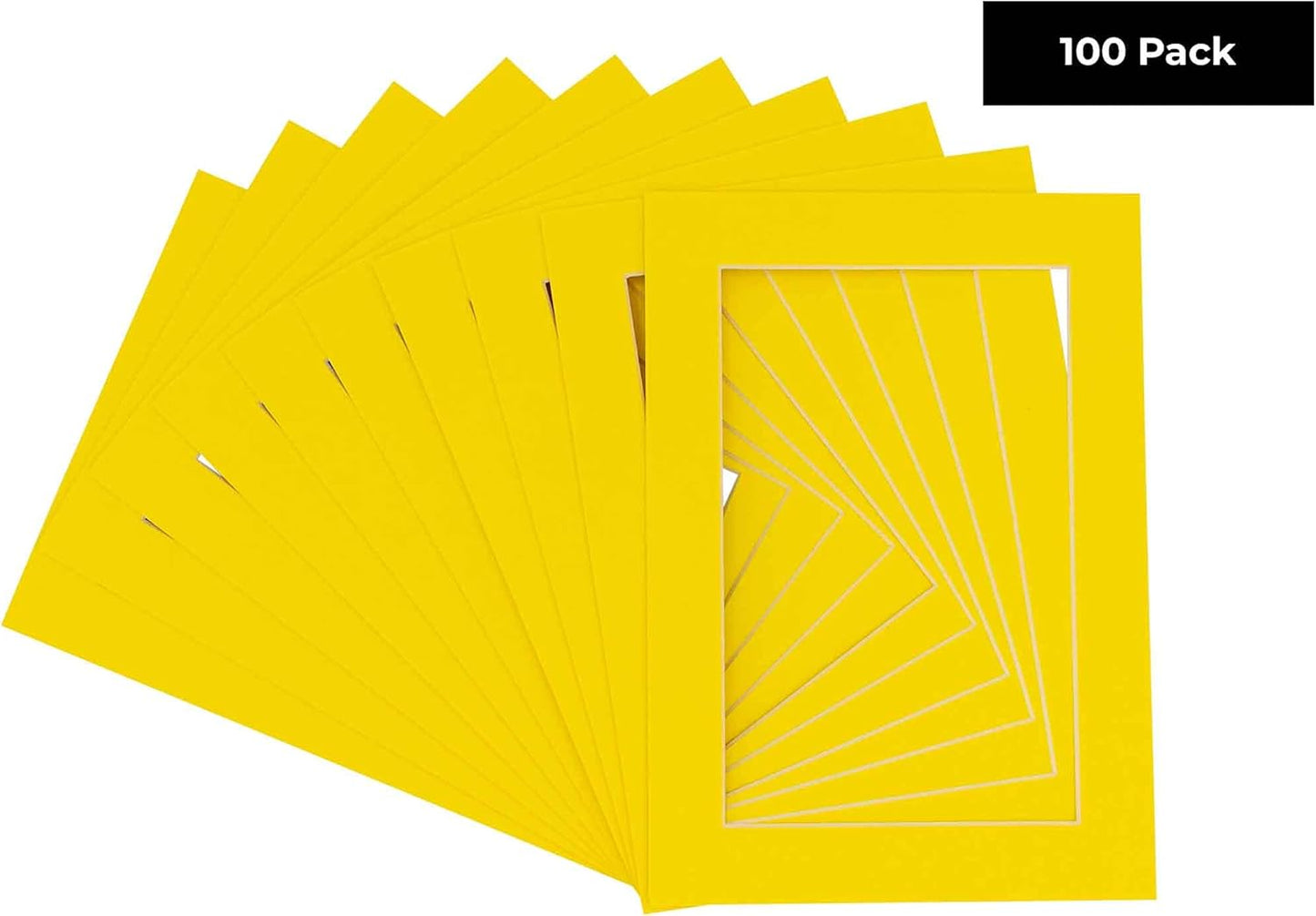 5x7 Mat for 8.5x11 Frame - Precut Mat Board Acid-Free Yellow 5x7 Photo Matte Made to Fit a 8.5x11 Picture Frame, Premium Matboard for Family Photos, Show Kits, Art, Picture Framing, Pack of 100 Mats
