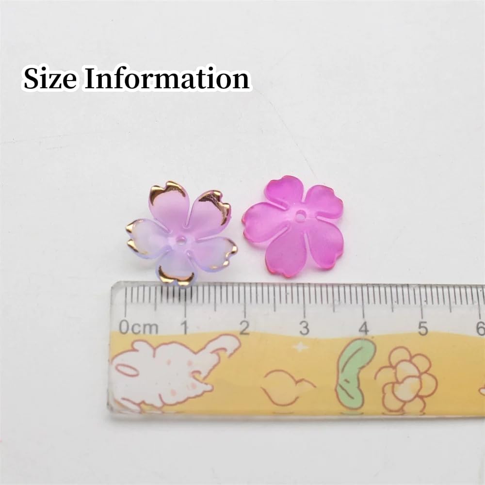 100pcs Acrylic Flower Beads, 19mm Cherry Blossom Plastic Gradient Flower Spacer Beads for DIY Crafts Bracelet Necklace Earrings Jewelry Making(Pink Yellow)
