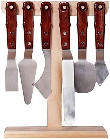 Creative Mark Stainless Steel Palette Knife Painting Tools - Paint Palette with Wooden Handle - Variety of Shapes and Sizes - Set of 6 plus Stand, Set