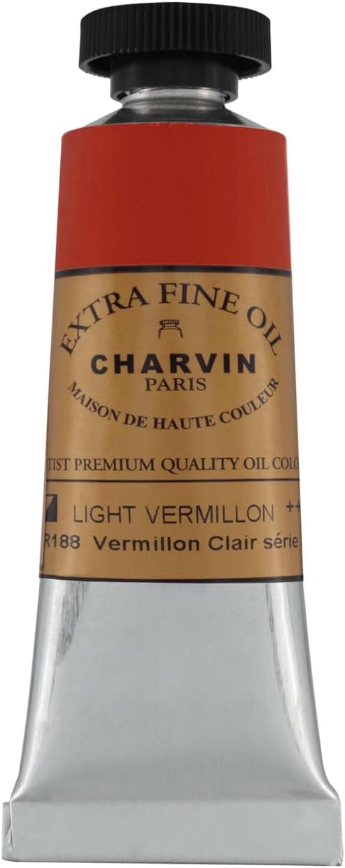 Charvin Extra Fine Oil Paint, Vermilion Light 20 ml - Triple-Milled, Rich Texture, Poppy Oil-Based, Light-Fast, Handmade, Archival Quality