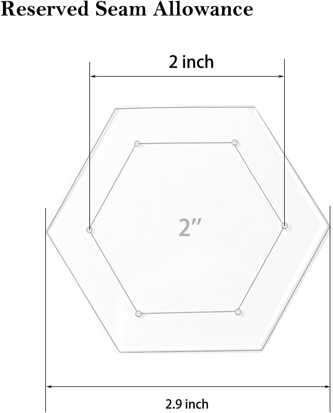 6 Pieces Hexagon Quilting Template with 1/4 Inch Seam Allowance, Hexagon Acrylic Quilting Rulers and Templates for Sewing DIY Manual Crafts Including 1inch, 1.5 Inch, 2 Inch, 3 Inch, 4 Inch, 5 Inch