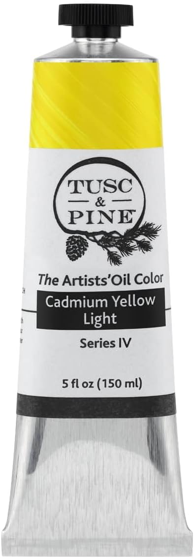 Tusc & Pine Artist Oil Paint - Cadmium Yellow Light, 150 ml, Non-Yellowing, Rich & Creamy Consistency, Maximum Pigment Load, Small Batch Milled Oil Paints Made in the USA for Professional Artists