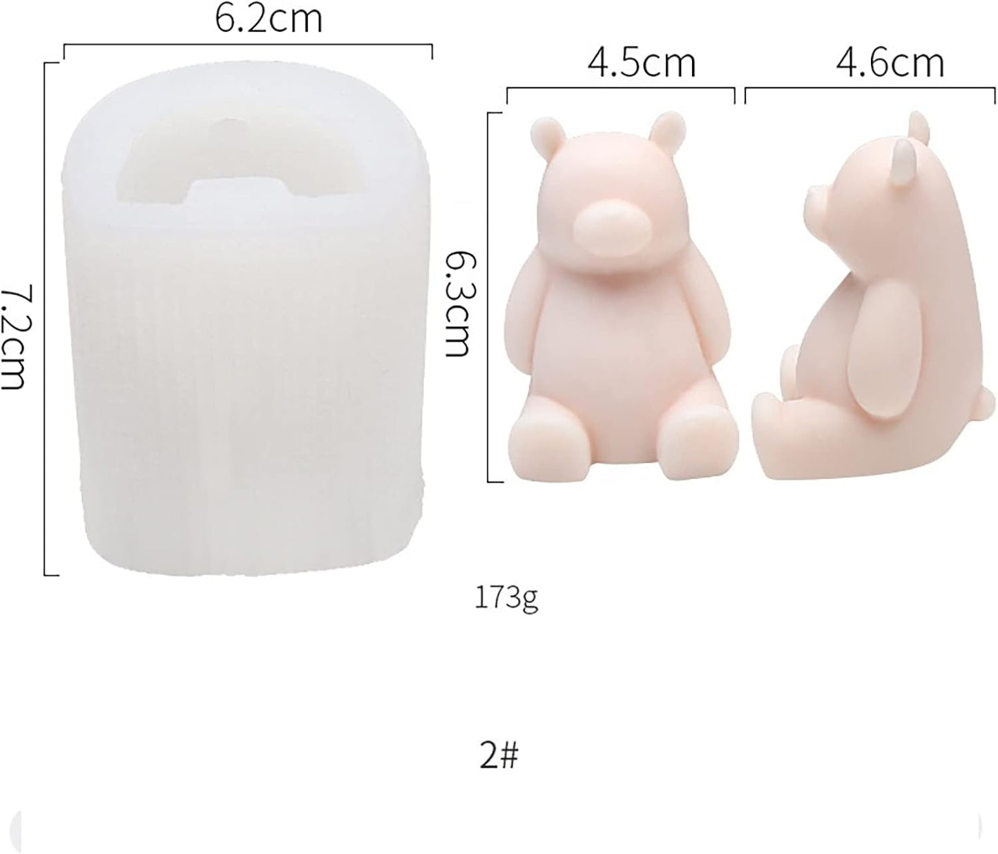 Cute Polar Bear Scented Candle Mold 2 Pack - Silicone Molds for Candle and Soap Making, Home Decoration, Resin Crafts - Cartoon Bear Shape