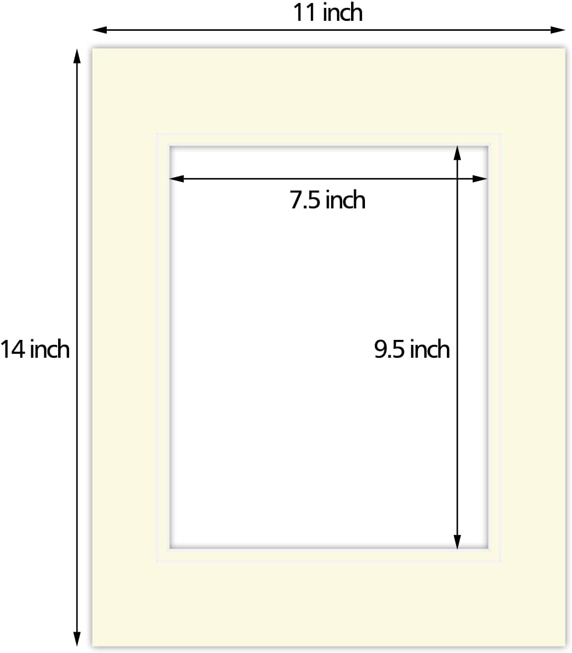 Golden State Art, 11x14 Double Mats for 8x10 - for Photos, Pictures, Frames - Acid-Free, 5 Pack, Ivory Over Ivory