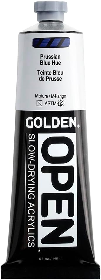 OPEN Slow-Drying Acrylics by GOLDEN, Prussian Blue Hue, 5 fl oz. tube, Professional Acrylic Paint, Semi-Transparent