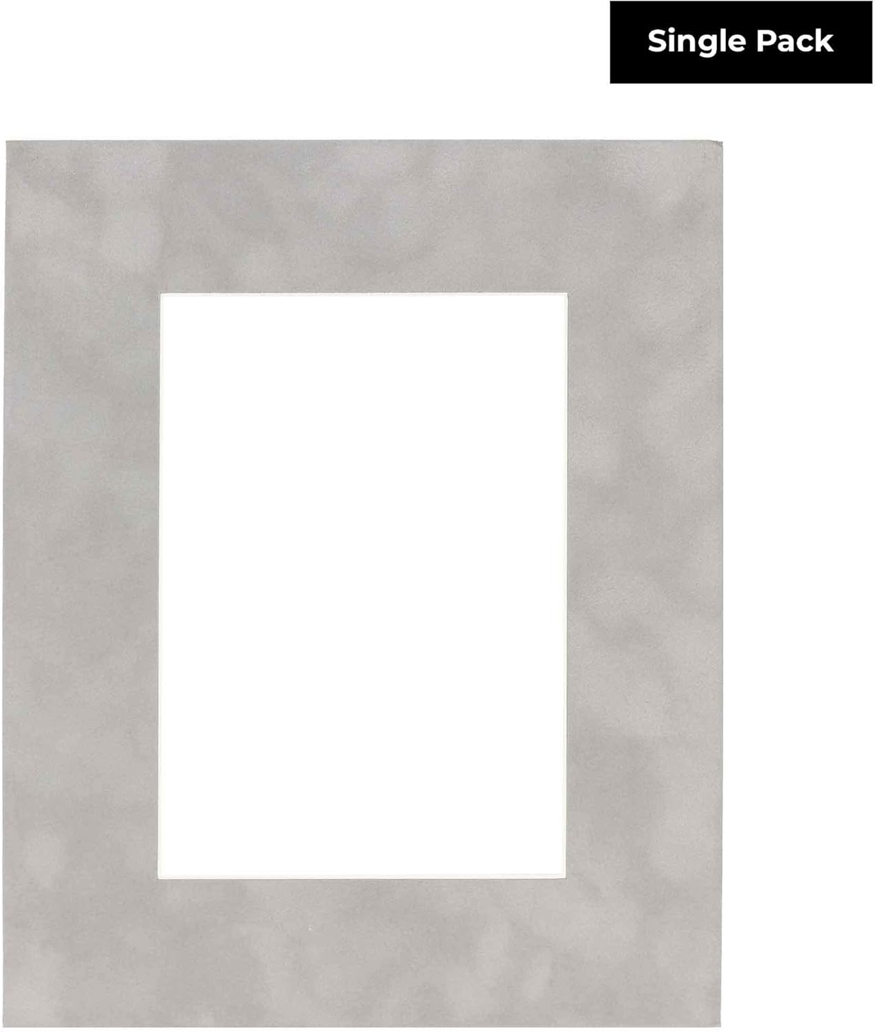8x10 Mat Bevel Cut for 6x8 Photos - Acid Free Light Grey Suede Precut Matboard with Backing Board and Crystal Clear, Self Seal Photo Mat Bag - for Pictures, Photos, Framing - 4-ply Thickness