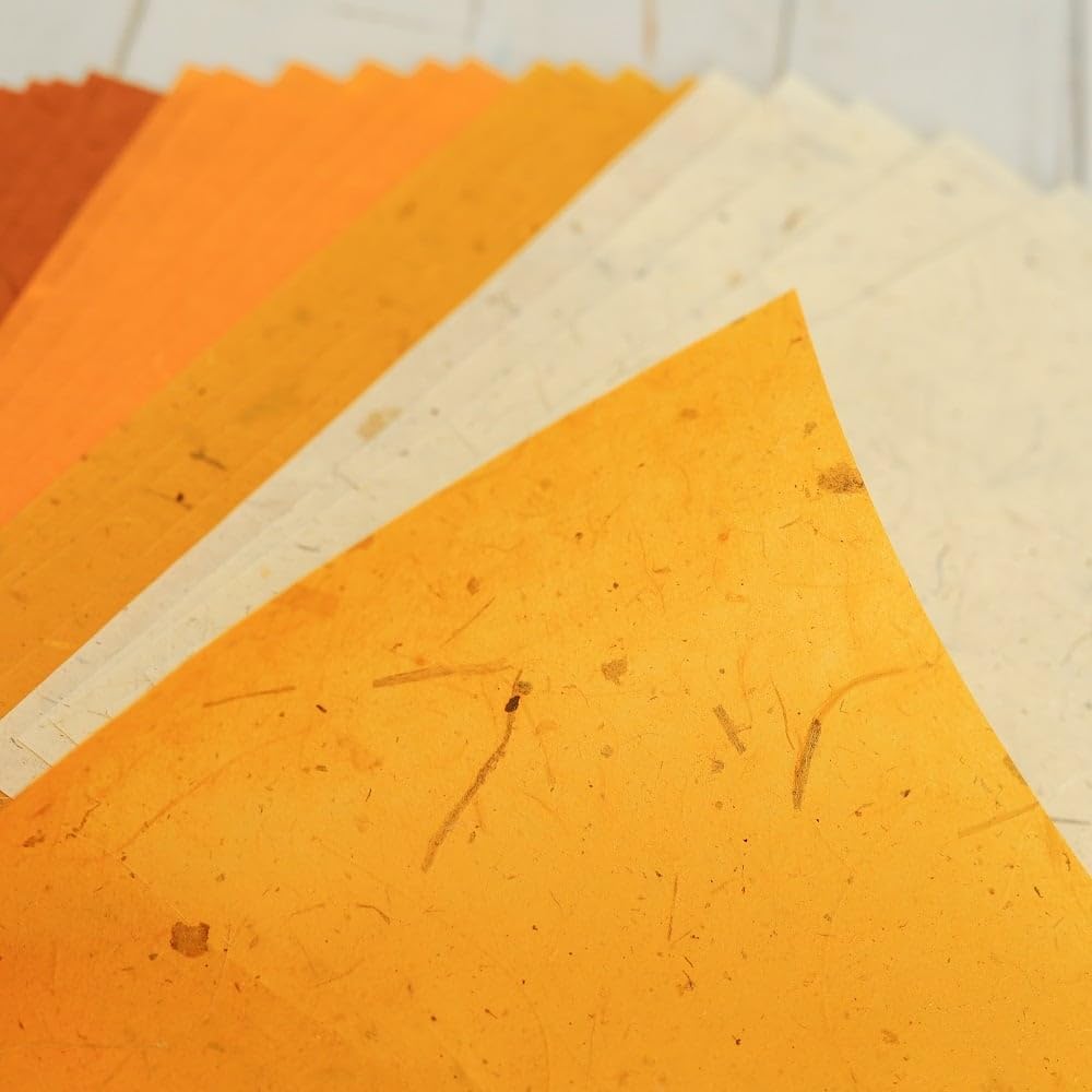 A5 50 Sheets Natural Fiber Mulberry Tree,Banan Bark Mulberry paper Sheets Square Origami Paper Arts Folding Craft, Decoration Paper, Square Folding Paper for DIY Crafts. 8.3" x 5.8" Brown Tone