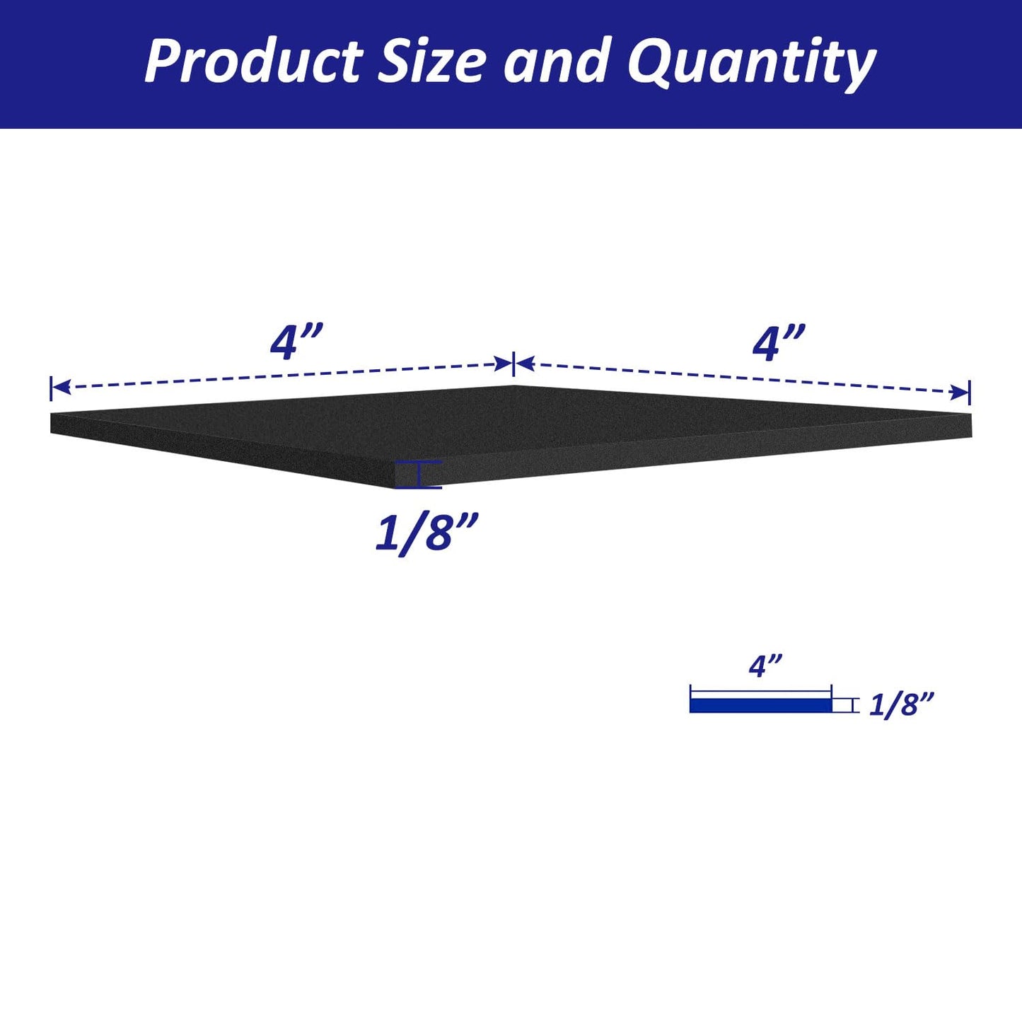 Foam Padding Sheets with Adhesive Backing - 1/8" Thick Self Stick Neoprene Insulation Foam,1/8 Inch Thick X 4 Inch Long X 4 Inch Wide - 8Pcs