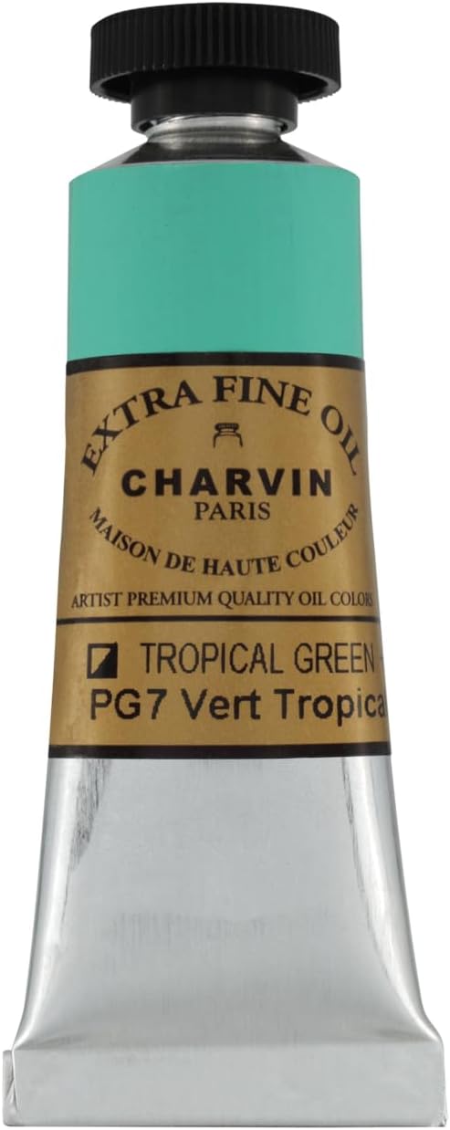 Charvin Extra Fine Oil Paint, Tropical Green 20 ml - Triple-Milled, Rich Texture, Poppy Oil-Based, Light-Fast, Handmade, Archival Quality