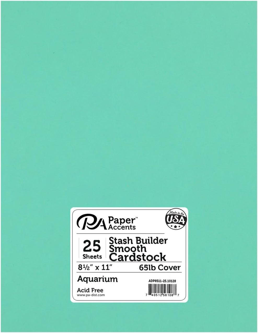 PA Paper Accents Stash Builder Cardstock 8.5" x 11" Aquarium, 65lb colored cardstock paper for card making, scrapbooking, printing, quilling and crafts, 25 piece pack