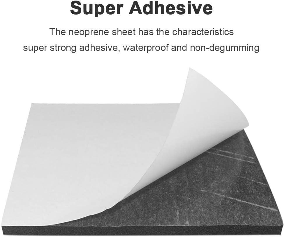 Foam Sheets with Adhesive Backing Padding Neoprene Rubber Mat Closed Cell Sheet Anti-Slip Insulation Rubber Anti Vibration Square Pad (6" x 6" x 1/2", 8 Pcs)