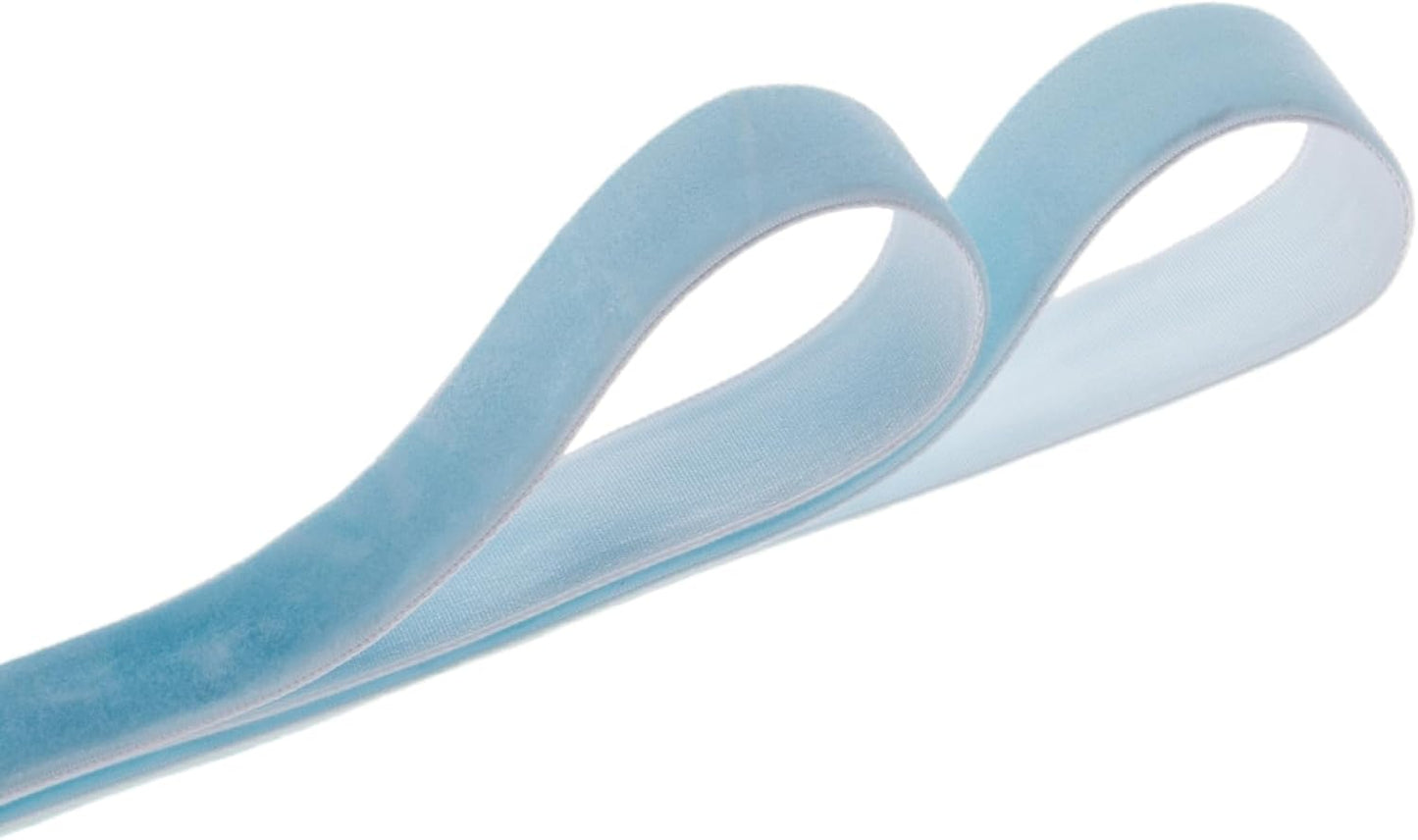 Vintage Sky Blue Velvet Ribbon Christmas Ribbon for Gift Wrapping Crafts Christmas Tree Ornaments Garland Decorations, 1 Inch X 25Yd