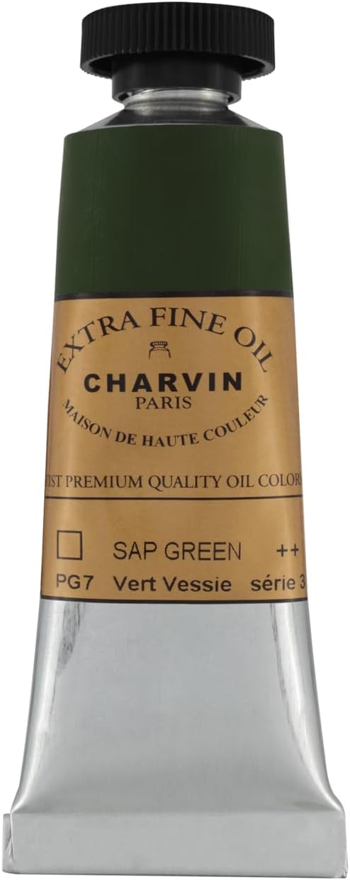 Charvin Extra Fine Oil Paint, Sap Green 20 mL - Triple-Milled, Rich Texture, Poppy Oil-Based, Light-Fast, Handmade, Archival Quality