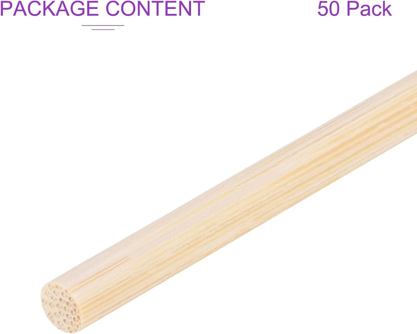 DMiotech 50 Pack 3/16" x 14" Wooden Dowel Rods Unfinished Natural Sticks Wood Craft Sticks for Home Decor Projects and Making DIY Craft,Wood Color