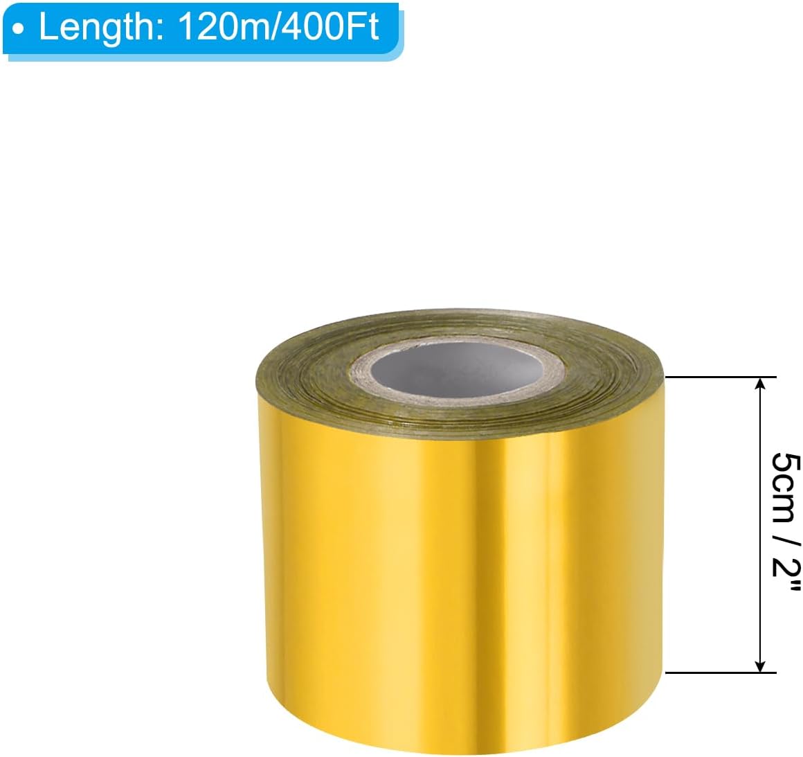PATIKIL 2"x400Ft Hot Stamping Foil Paper, Heat Transfer Hot Stamping Paper Foil Roll for Leather DIY Logo Decor Craft Gift Package Scrapbook Card, Gold Tone