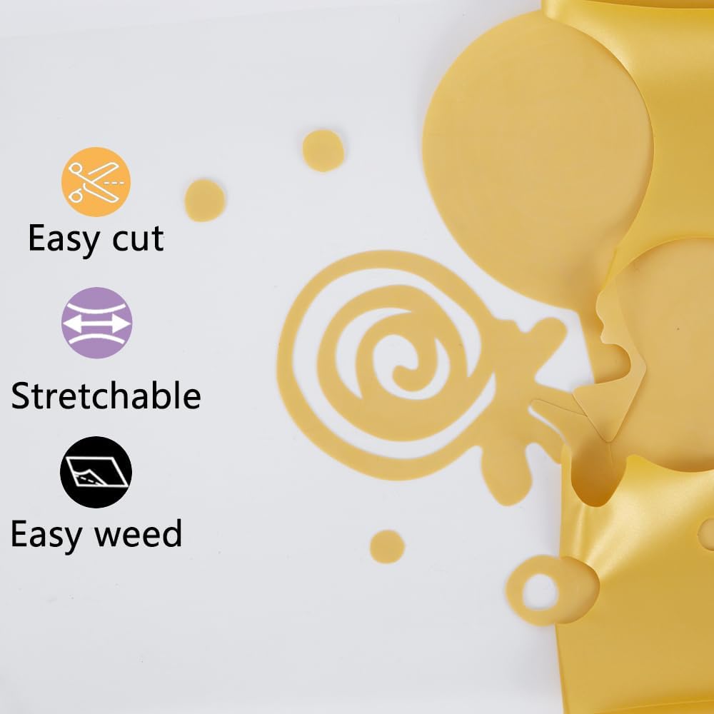 Guangyintong Heat Transfer Vinyl Rolls, 12" x 10ft Golden HTV for T-Shirts, Matte Surface, Easy to Cut & Weed for Heat Vinyl DIY Design