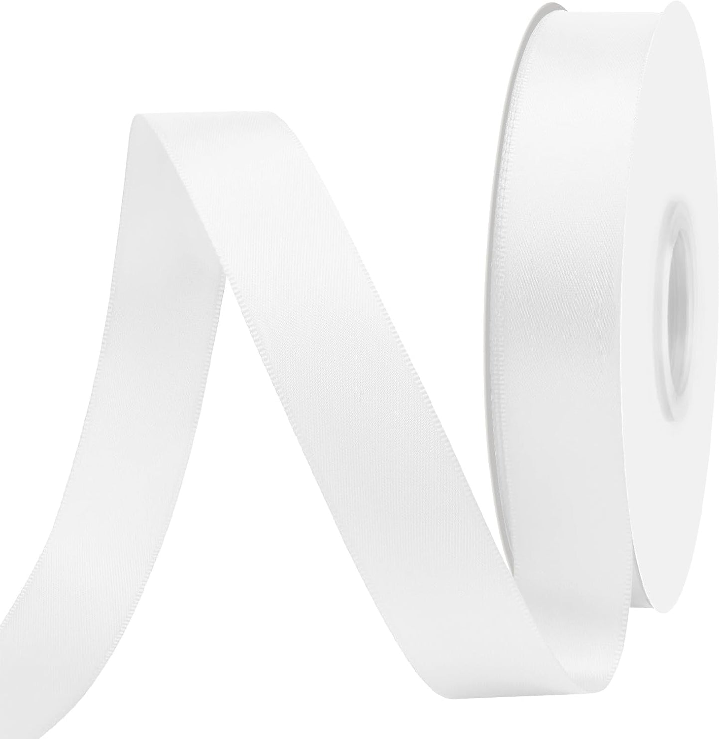 White Satin Ribbon 7/8" X 50 Yards Solid Color Double Faced Ribbons Perfect for Crafts Wedding Decor Bow Making Arts Sewing and More