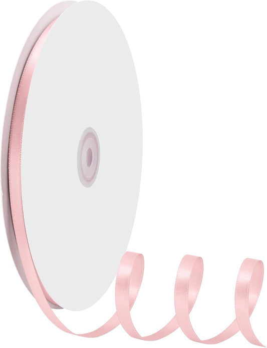 1/4" X 100 Yards Lt Pink Satin Thin Ribbon Solid Color Double Faced Ribbons Perfect for Crafts Wedding Decor Bow Making Arts Sewing and More