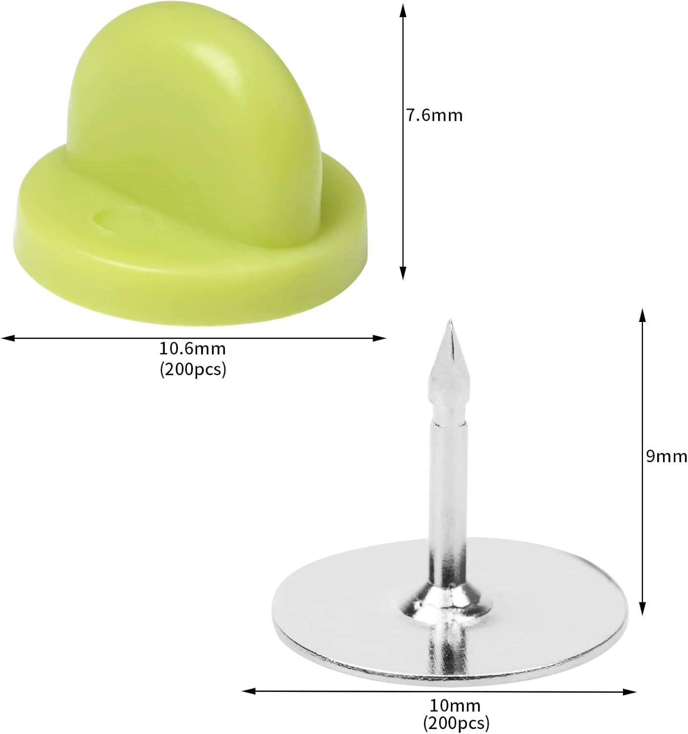 400pcs PVC Rubber Pin Backs Heliltd Butterfly Clutch Pins Tie Tacks Blank Pins for Uniform Badges Backing Holder Clasp Lapel Pin Enamel Pins(200 Sets)