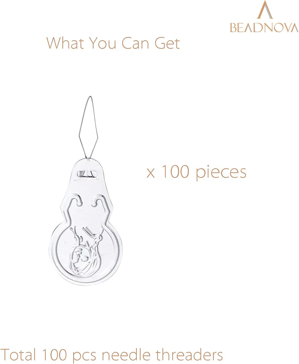 BEADNOVA Needle Threaders 100pcs Aluminum Sewing Needle Threader for Sewing Small Eye Embroidery Craft Knitting Quilting (100pcs)