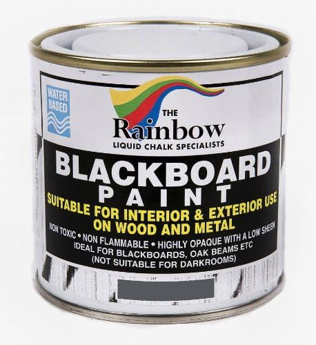 Chalkboard Blackboard Paint - Brush on Wood, Metal, Glass, Wall, Plaster Boards Sign, Frame or Any Surface. Use with Chalk Pen Wet Erase, Non-Toxic - Matte Finish [Grey] - (8.5oz Cover 32 sf)