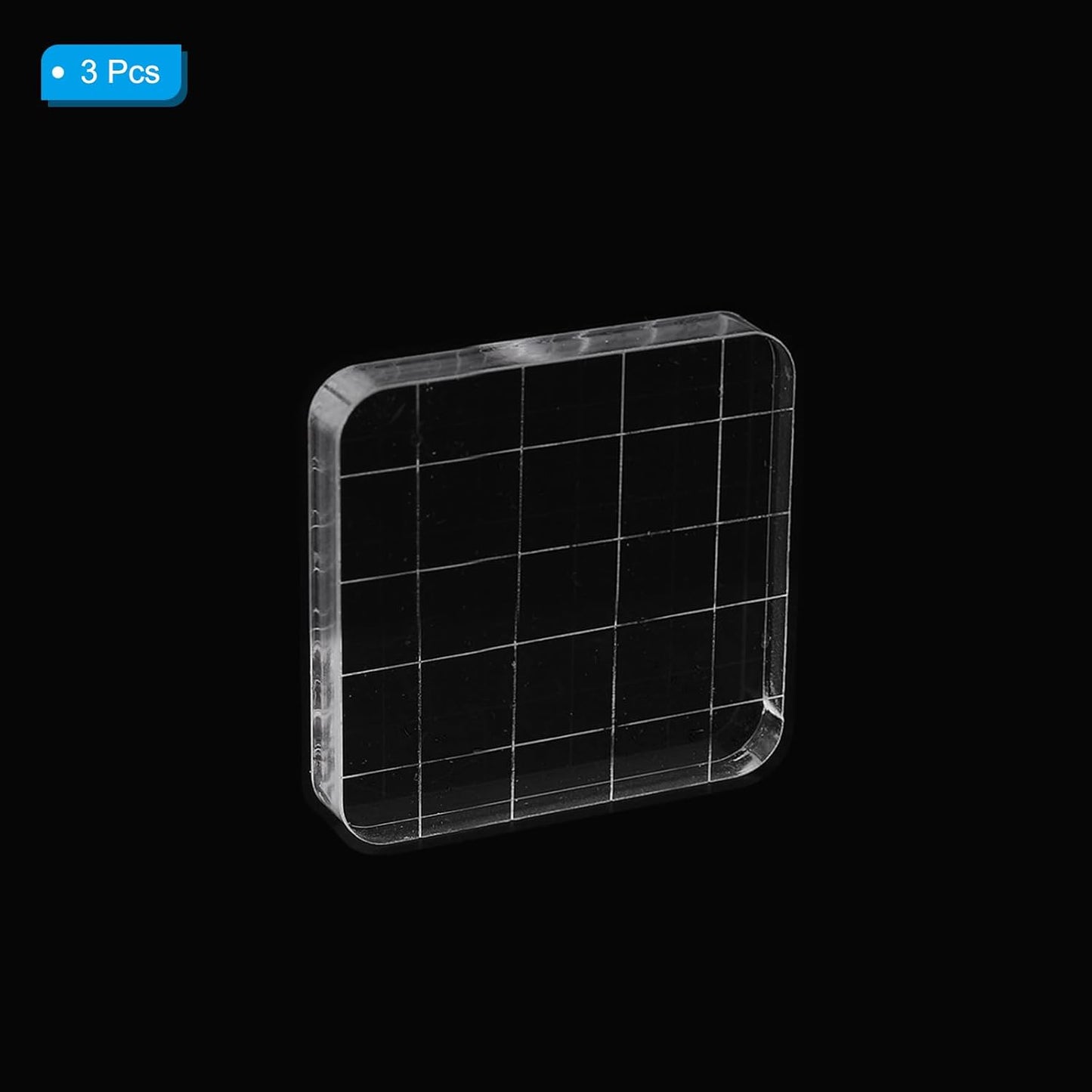 PATIKIL Acrylic Stamp Block, 3 Pack Stamping Block Square Shape with Lines Decorative Mounting Blocks Set for Scrapbooking DIY Crafts Card Making, 2x2