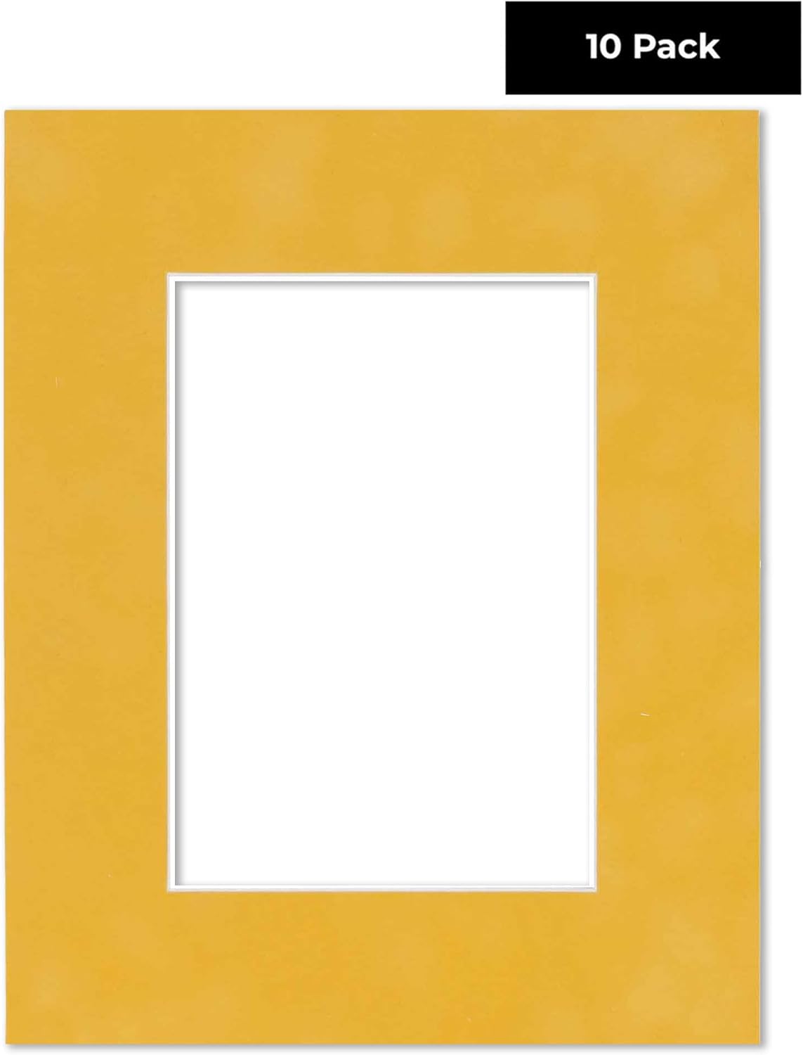 Pack of Ten 8x10 Mats Bevel Cut for 5x8 Photos - Acid Free Sunrise Yellow Suede Precut Matboards for Pictures, Photos, Framing - 4-ply Thickness