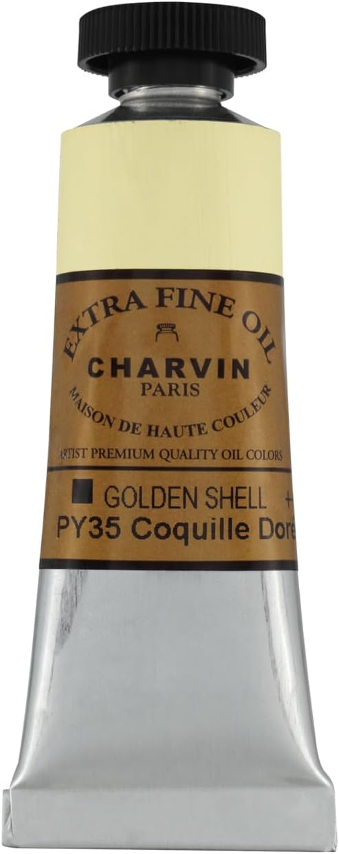 Charvin Extra Fine Oil Paint, Golden Shell 20 ml - Triple-Milled, Rich Texture, Poppy Oil-Based, Light-Fast, Handmade, Archival Quality