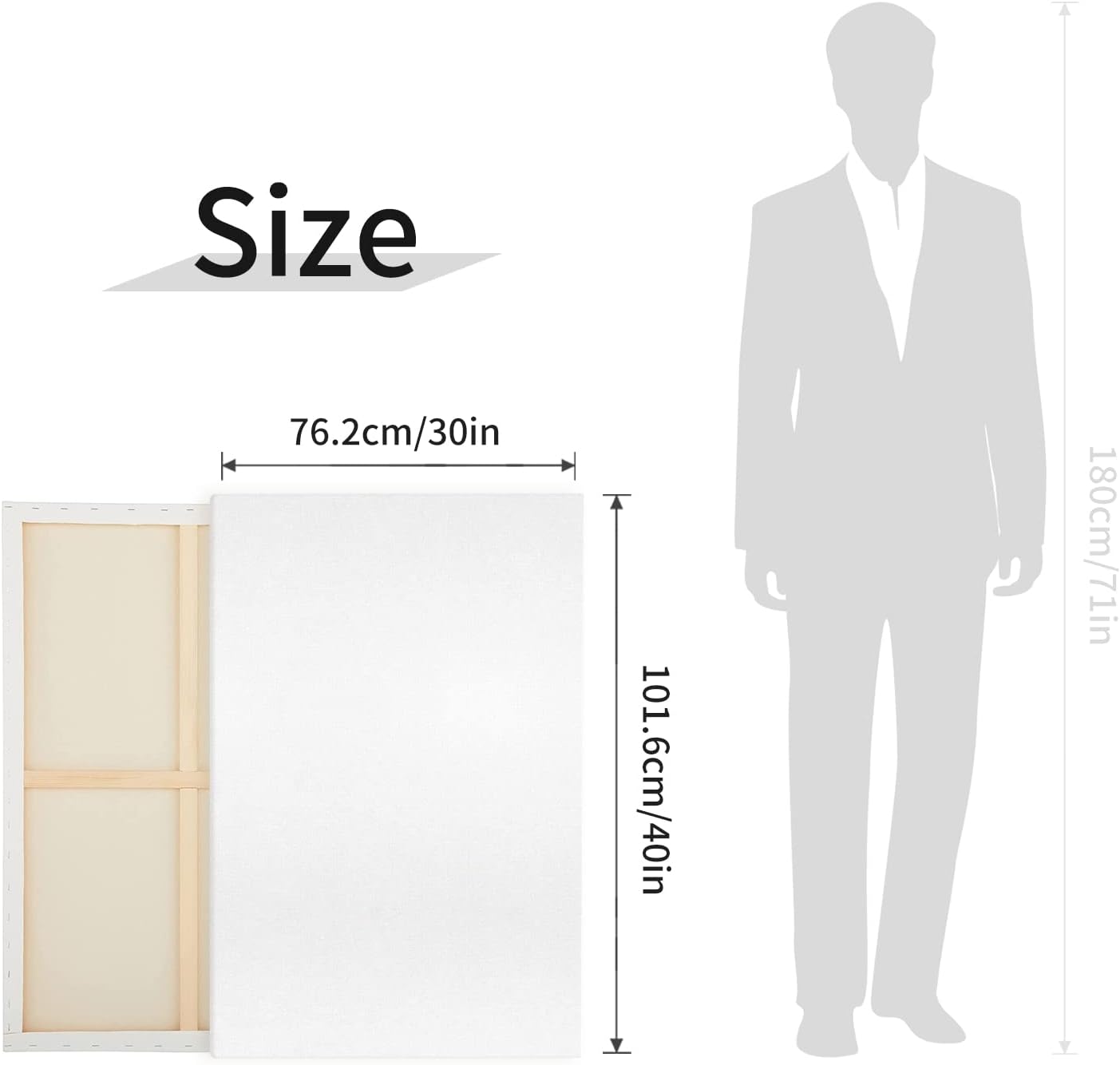 Large Canvas for Painting, 2 Pack 30x40 White Pre Stretched Canvases Fivefold Primed 100% Cotton Big Blank Canvas Boards Art Supplies for Acrylic Pouring, Oil Watercolor Painting & Wet Art Media