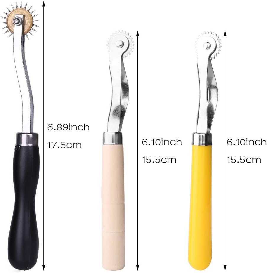 LUNARM 3 Pcs Tracing Wheel Sewing Tool, Needle Point Tracing Wheel, Random Color Tracing Wheel Sewing Tool, Stitching Wheel Tool for Leathercraft, Professional Stitch Marking Spacer