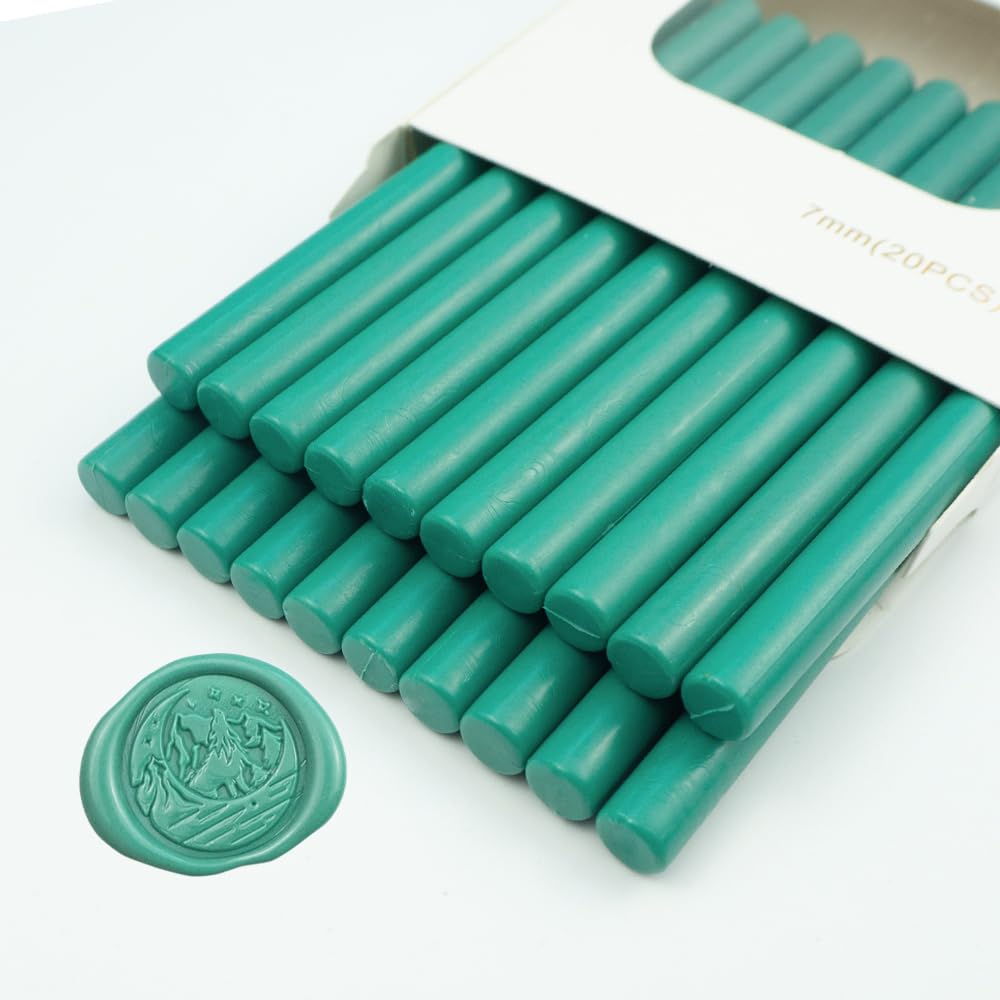 Wax Seal Stick, Ioggtser 20PCS Mini Glue Gun Wax Seal Stick for Wax Seal Stamp, Sealing Wax Sticks for Wedding Invitations, Cards, Envelopes (Olive Green)