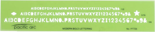 Pacific Arc Modern Bold Lettering Template Guide, with 1/8 to 1/4 Inch Letters