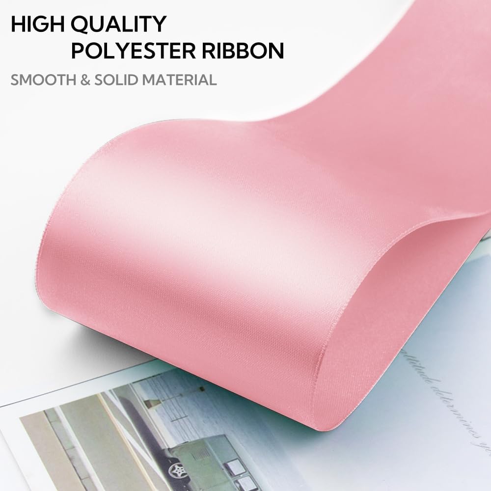 3 Inch 25 Yard Wide Satin Ribbon Pink, Solid Fabric Large Ribbon Roll for Cutting Ceremony Wedding Opening Party Decoration, Chairs, Sewing, Festival Pageant Sashes