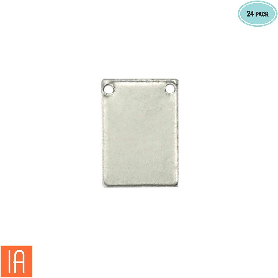 ImpressArt - Premium Metal Stamping Rectangle Blanks for Metal Stamping and Jewelry Making (24 Pack) (7/16" x 3/4" Rectangle w/ 2 Holes, Alkeme)