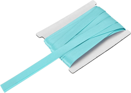 MECCANIXITY Double Fold Bias Tape for Sewing 5/8 Inch x 6 Yards Satin Pre-fold Continuous Binding Tape for Seaming Quilting Hemming Binding DIY Crafts, Sky Blue