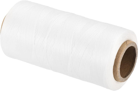 MECCANIXITY Waxed Thread,284 Yard 0.8mm 150D Flat Wax Thread Polyester Waxed String for Leather Sewing Hand Weaving Book Binding Home Decoration, White