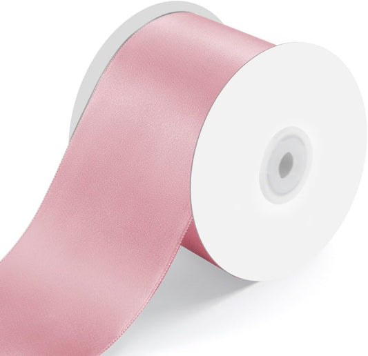 3" Wide x 25 Yards Single Face Polyester Satin Ribbon, Satin Ribbon for Crafts, Gift, Hair Bows, Wedding Party Decoration, Bow Making & Other Projects (Pink)