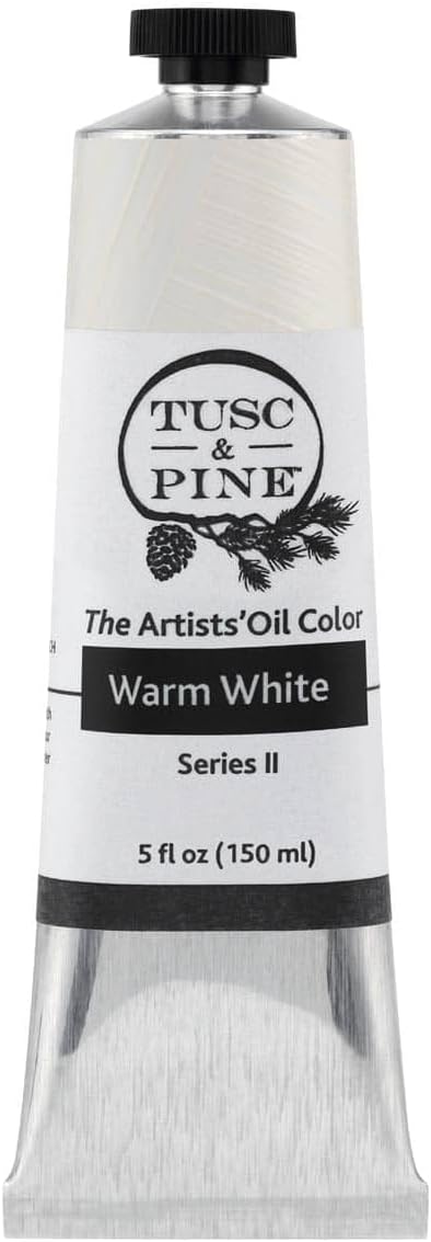 Tusc & Pine Artist Oil Paint - Warm White, 150 ml, Non-Yellowing, Rich & Creamy Consistency, Maximum Pigment Load, Small Batch Milled Oil Paints Made in the USA for Professional Artists